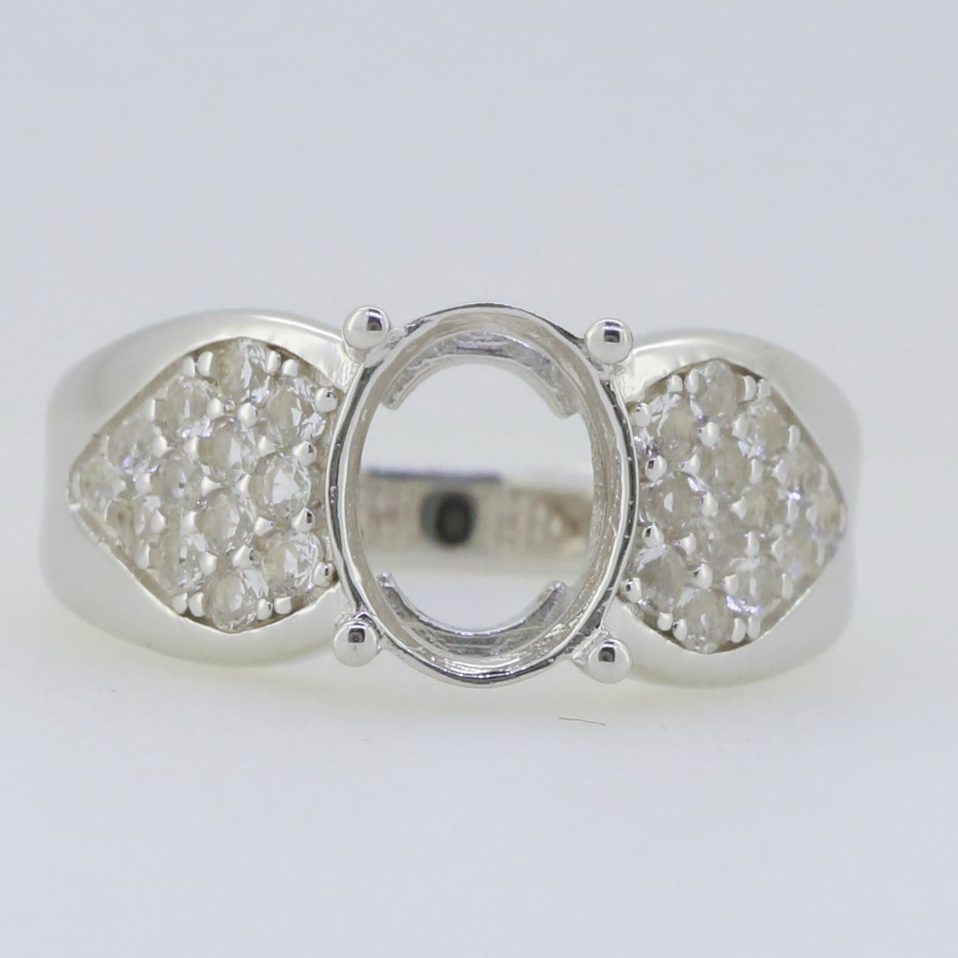 Sterling Silver Semi Mount Ring Setting Oval OV 10x8mm Topaz Solid