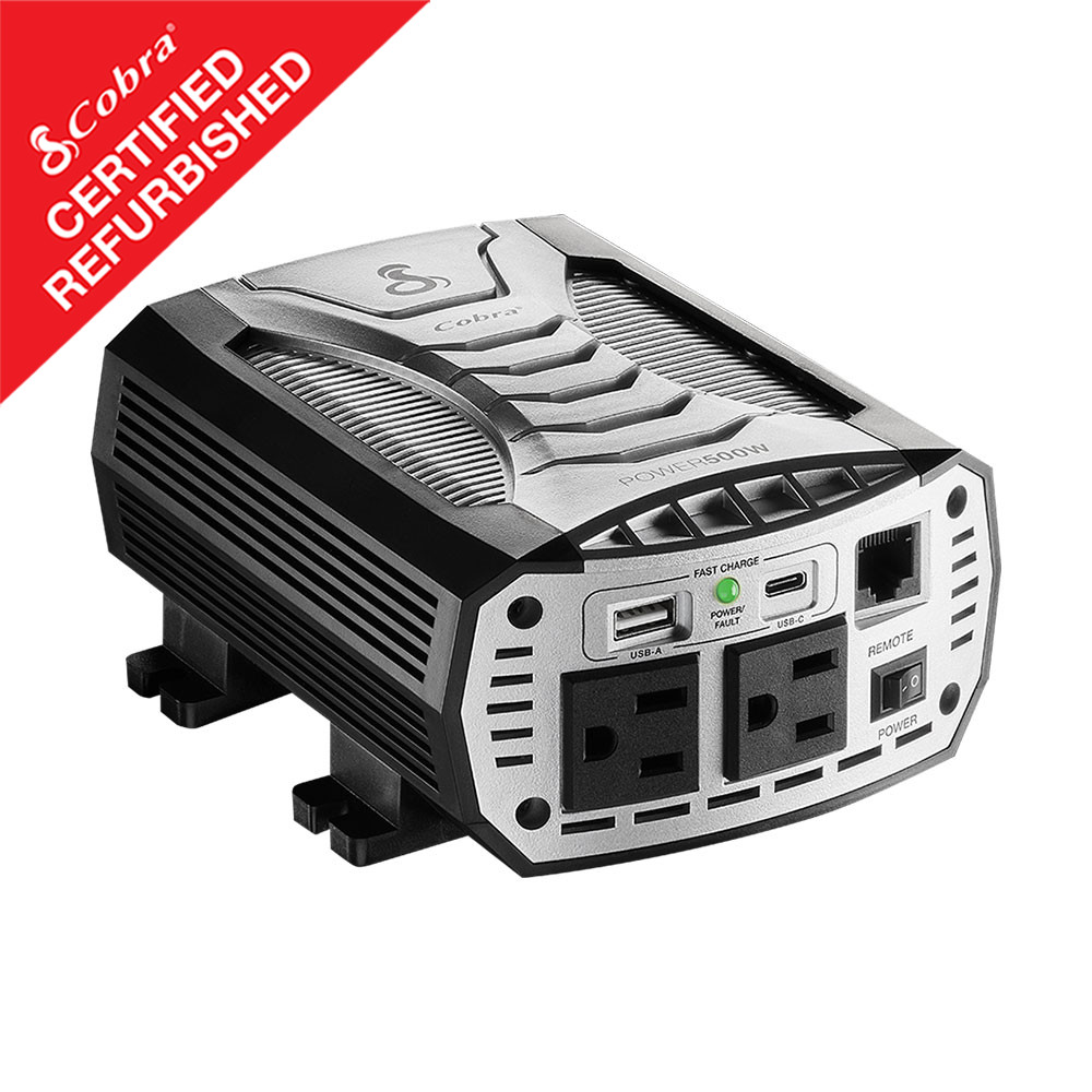 Cobra Power 500W Power Inverter Portable Car Charger Certified Refurbished