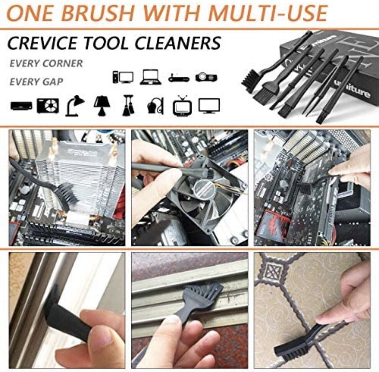 6 In 1 Mini Computer Keyboard Cleaner PC Laptop Brush Dust Cleaning Kit Tools
