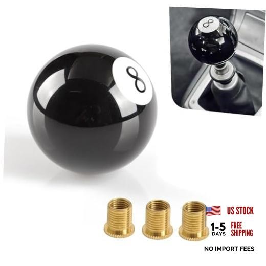 1 PC 8 Billiard Ball Shift Knob, Round Pool Ball Shift Knob with 3 Adapters,