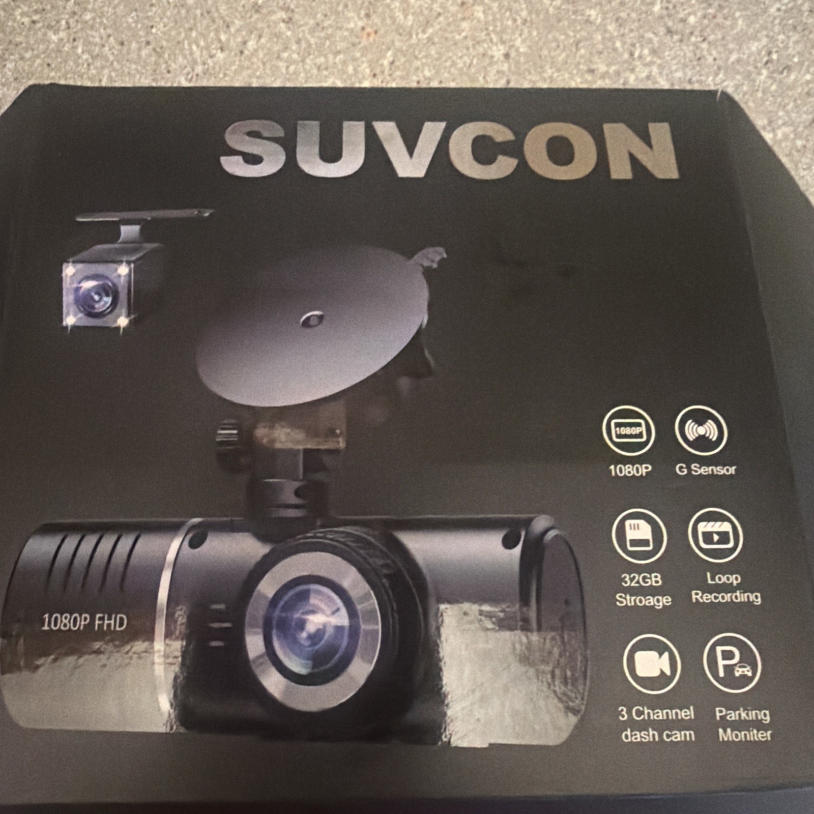 Suvcon Three Channel Dash Camera Black - OPEN BOX