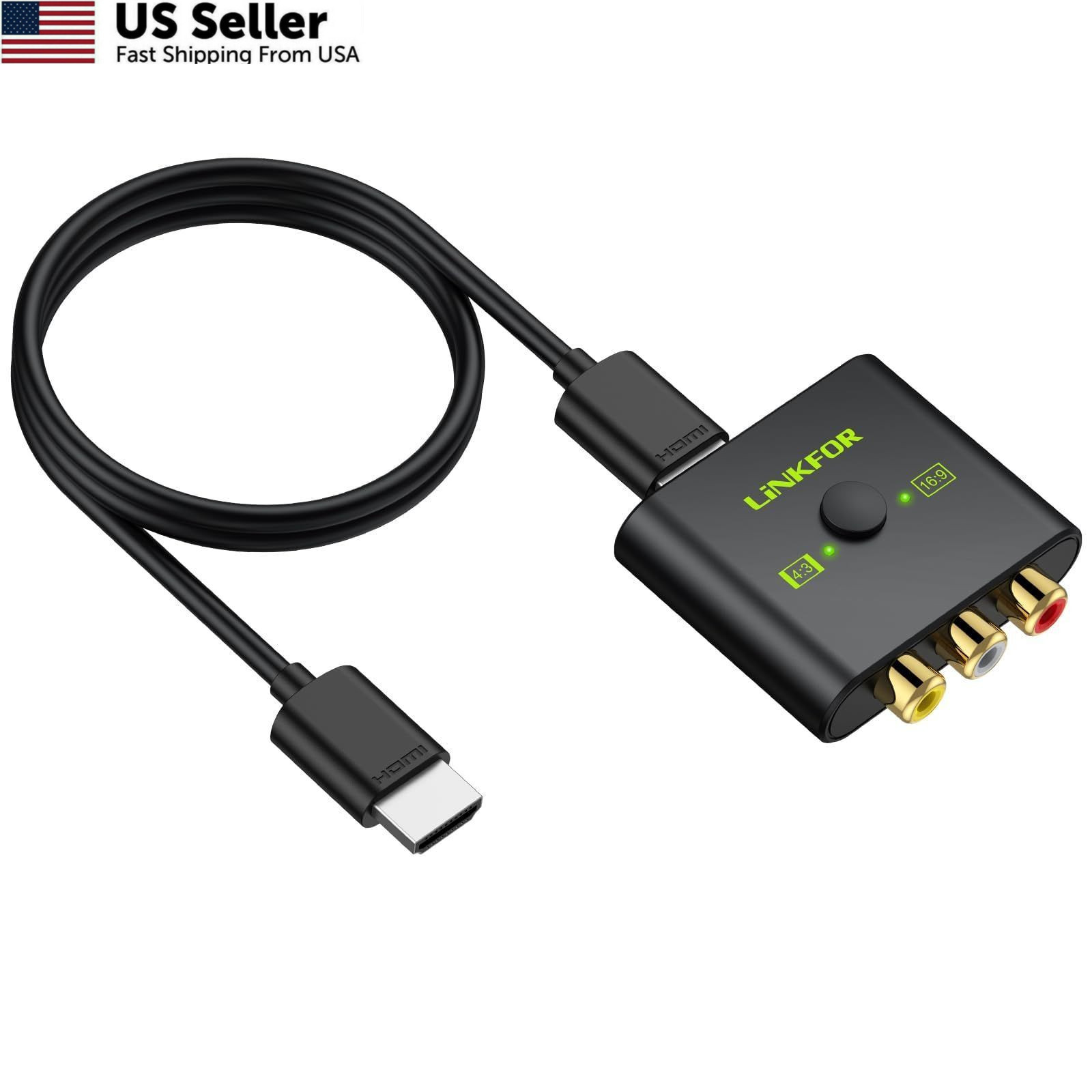 LiNKFOR RCA to HDMI Converter,1080P AV Converter,16:9/4:3 Black