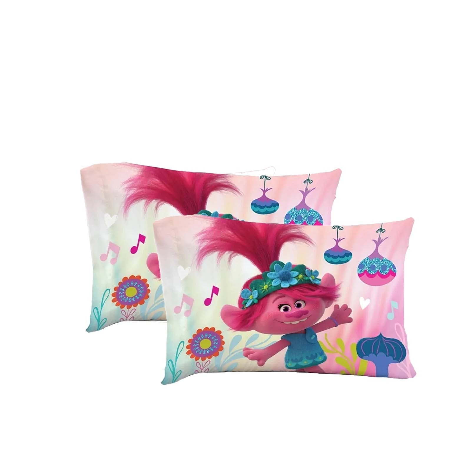 Trolls Standard 2 Piece Reversible Pillowcase for Kids - 20 x 30 Inch - 2pcs