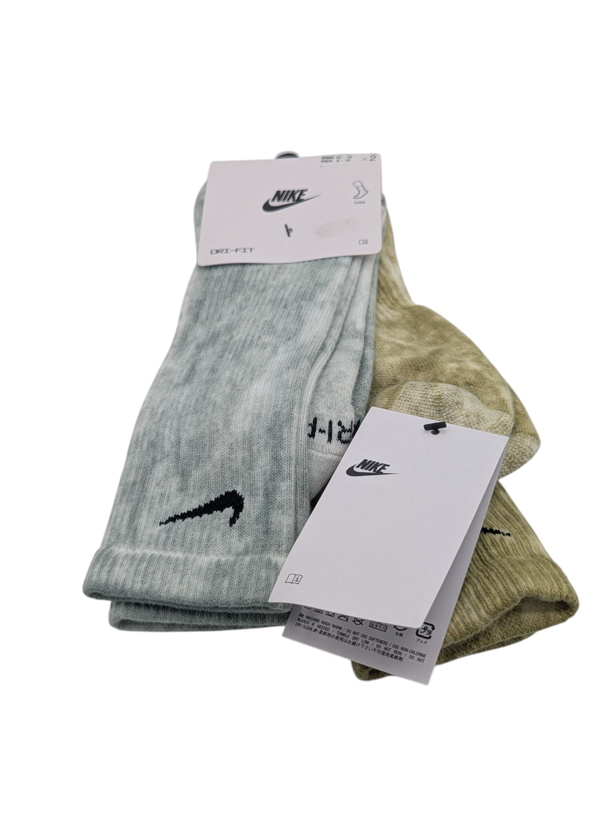 2 Pair Nike Dri-Fit Crew Socks Mens Size 8-12 Swoosh Logo NEW DM3407-912