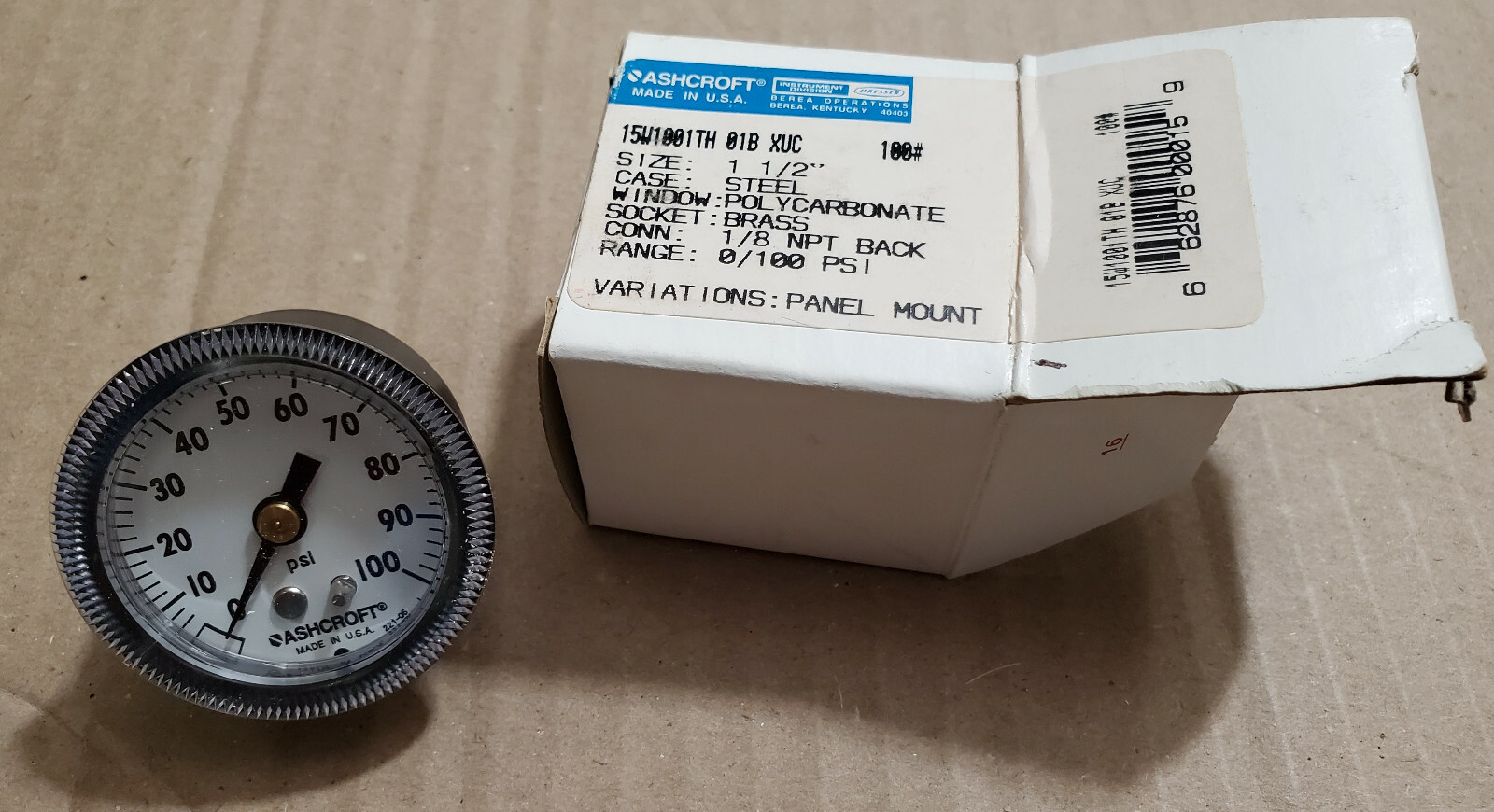 ASHCROFT 20W1001TH01BXUC160# 0-160PSI Pressure Gauge NEW Old Stock Unused    NOS