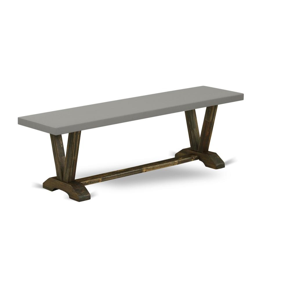 East West Furniture V-Style Modern Dining Room Bench with Solid Wood Seat,...