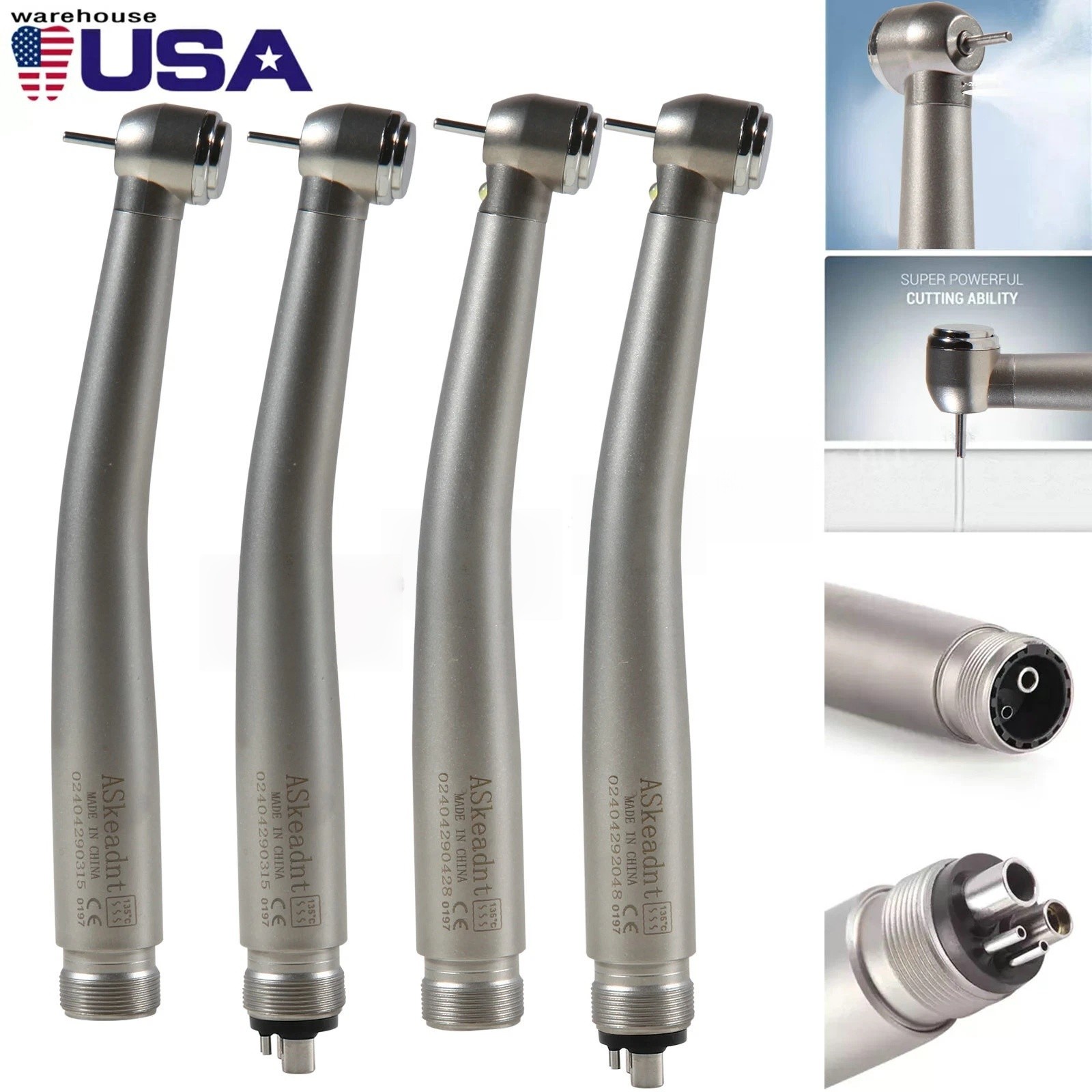 ASKEADNT Dental (LED) High Speed Handpiece Torque Head Ball Bearing 2/4Hole USA