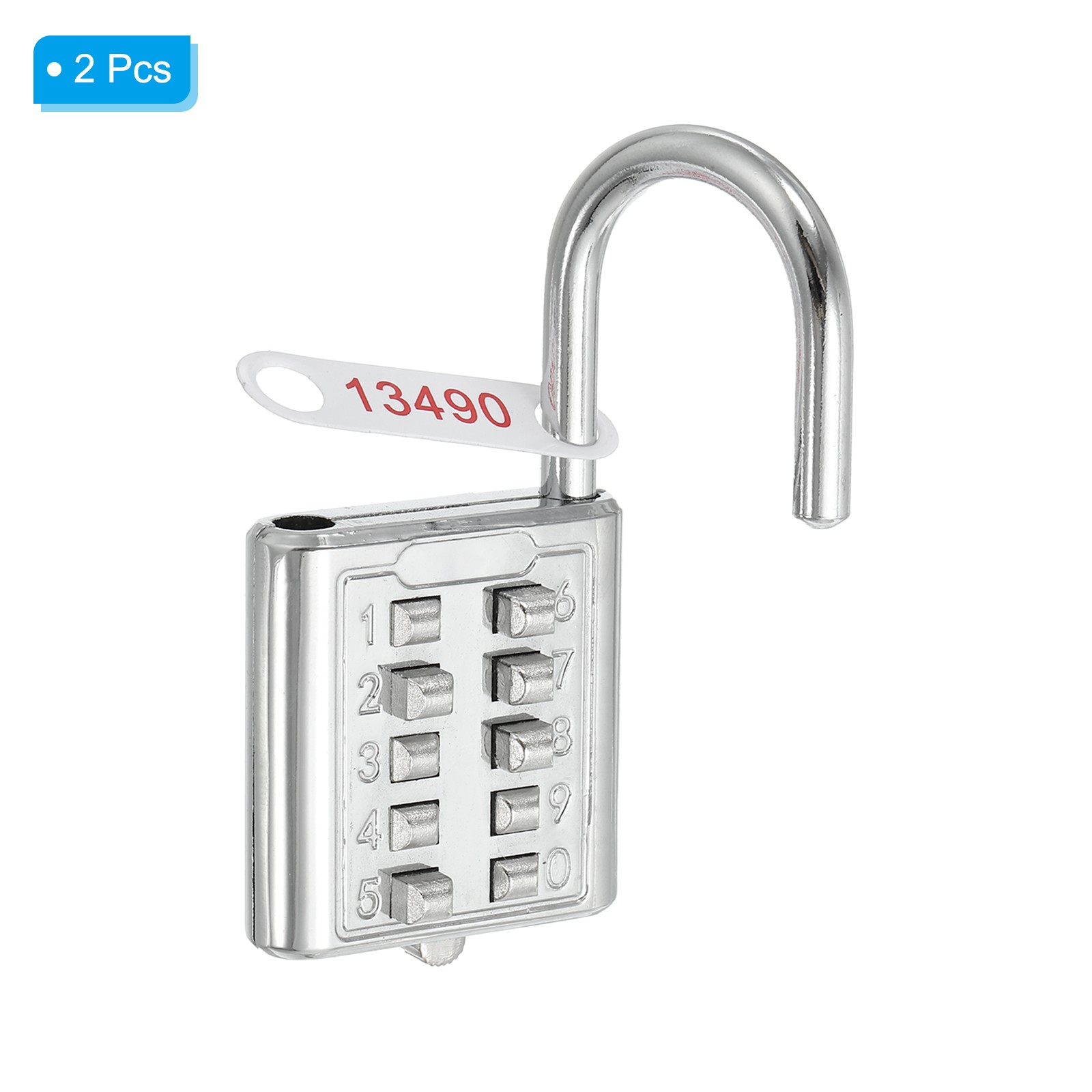 10 Digit Button Combination Padlock 2pack 5 Digit Locking Mechanism Lock Silver