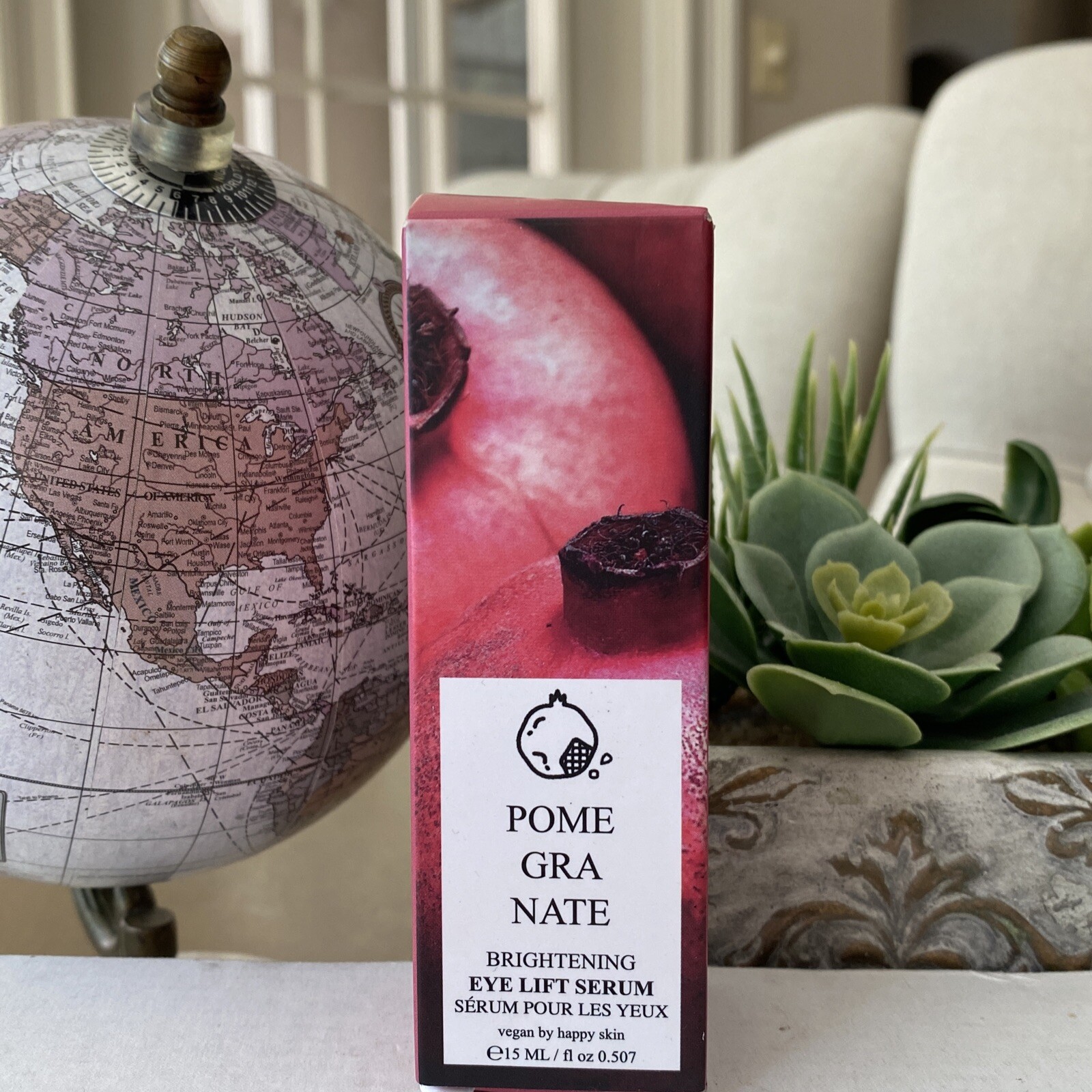 VEGAN BY HAPPY SKIN POME GRA NATE BRIGHTENING EYE LIFT SERUM 0.507oz.NIB A