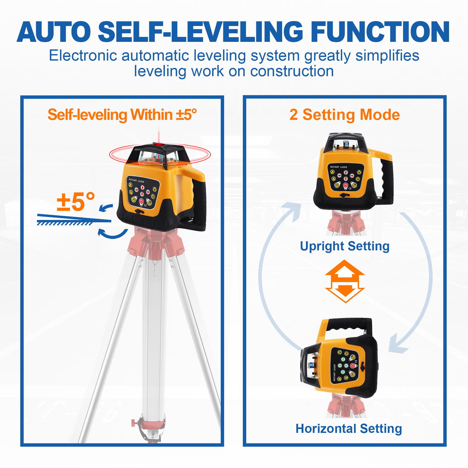 Self-Leveling 360° Rotary Rotating Red Laser Level Tool Kit Automatic 500m Range