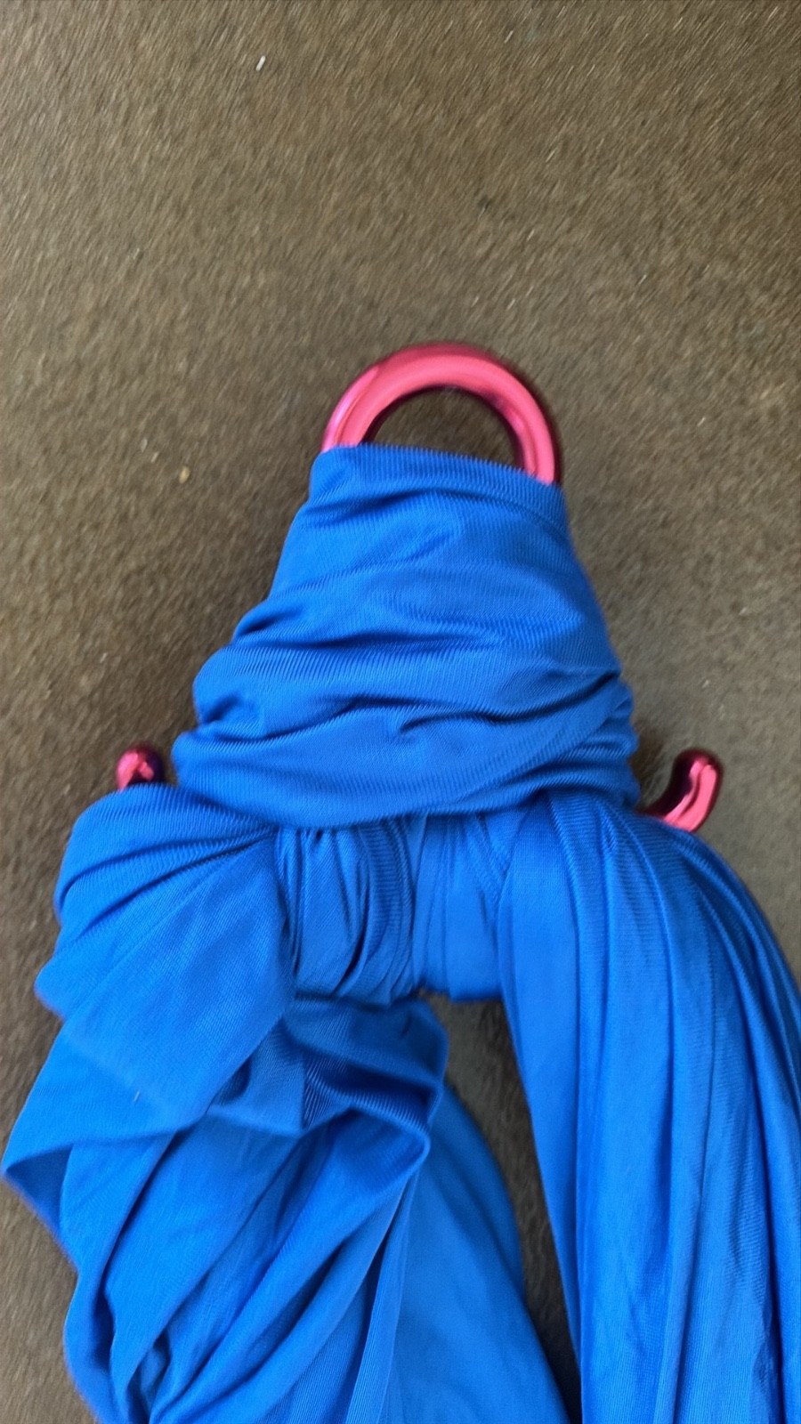 Aerial silk, blue, ~14M, medium stretch, with 8 figure