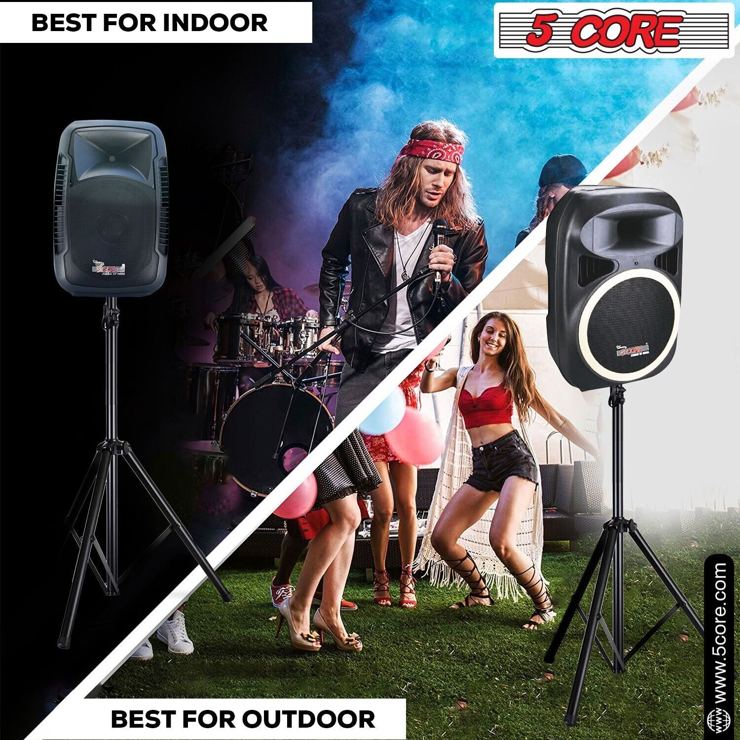 5Core Speaker Stand Tripod Tall Adjustable 72 Inch DJ Studio Monitor Stands Pole