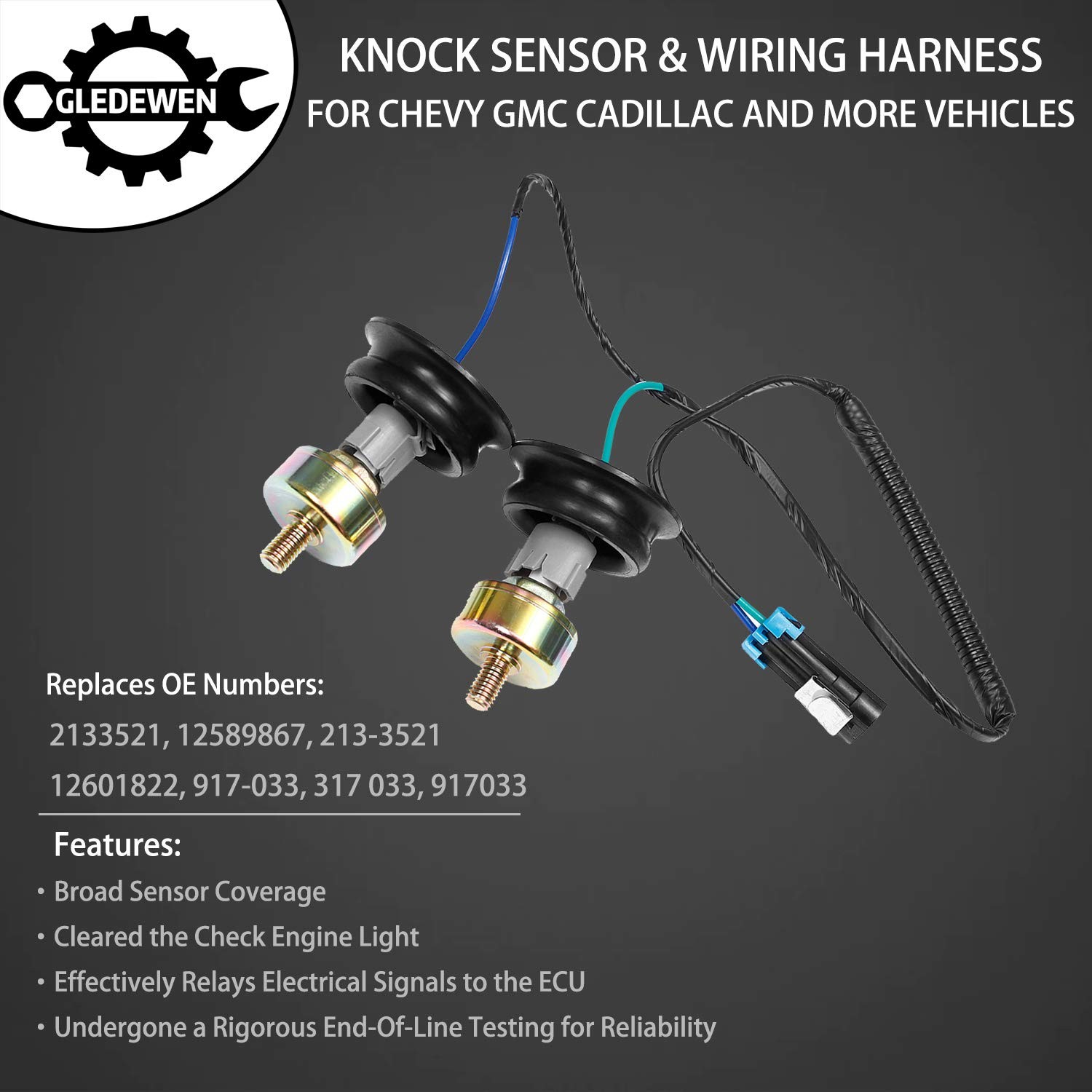 Dual Knock Sensors with Wiring Harness Kit | Sensor 5.3 Sensors+Harness