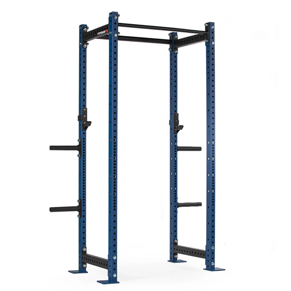 Titan Fitness T-3 Series Blue Tall Power Rack, 24in Depth, Weight Plate Holders