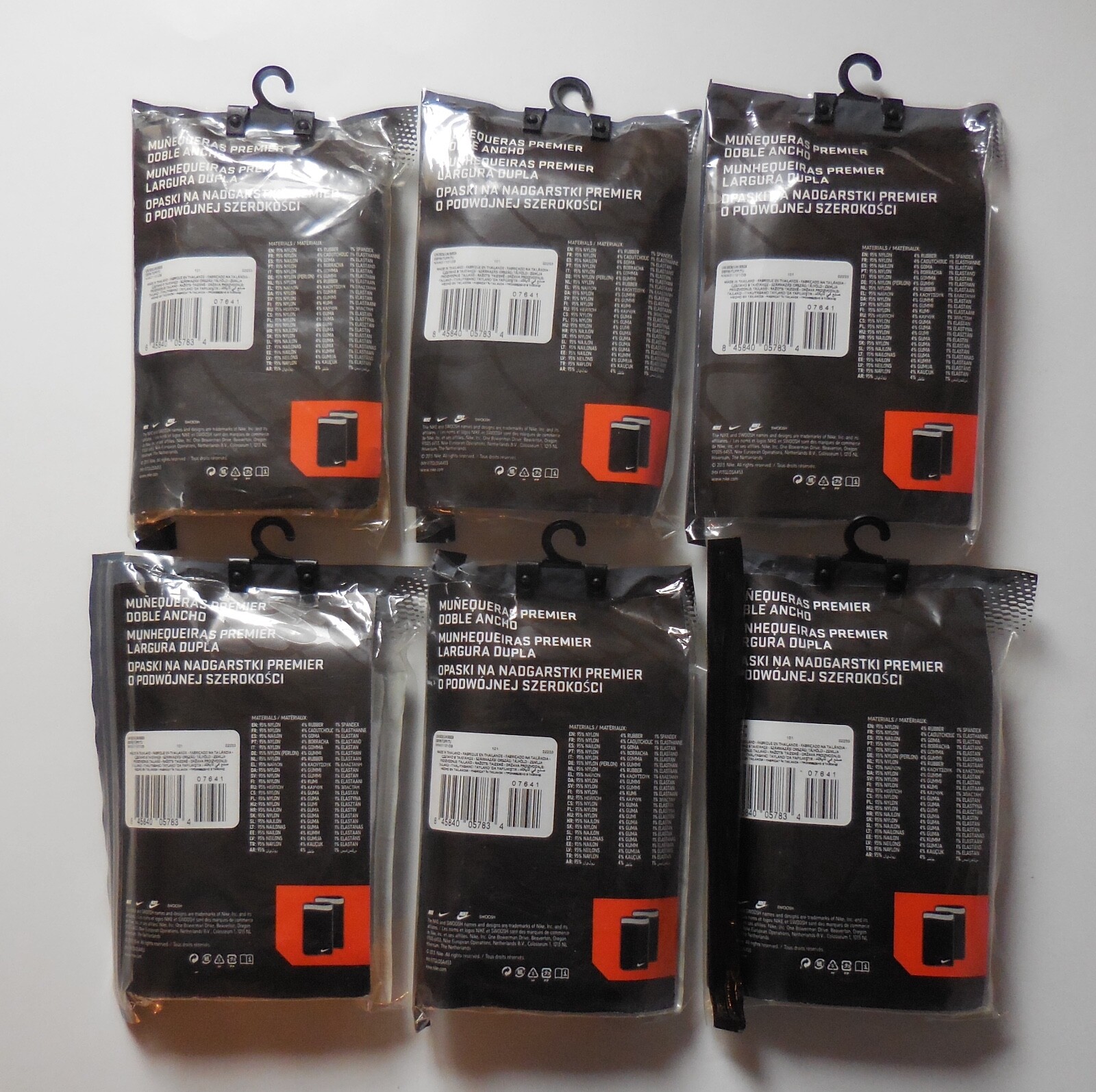 Nike Premier Wristbands DW Tennis 2013 White/Timberwolf/Black Set of 6 Pair