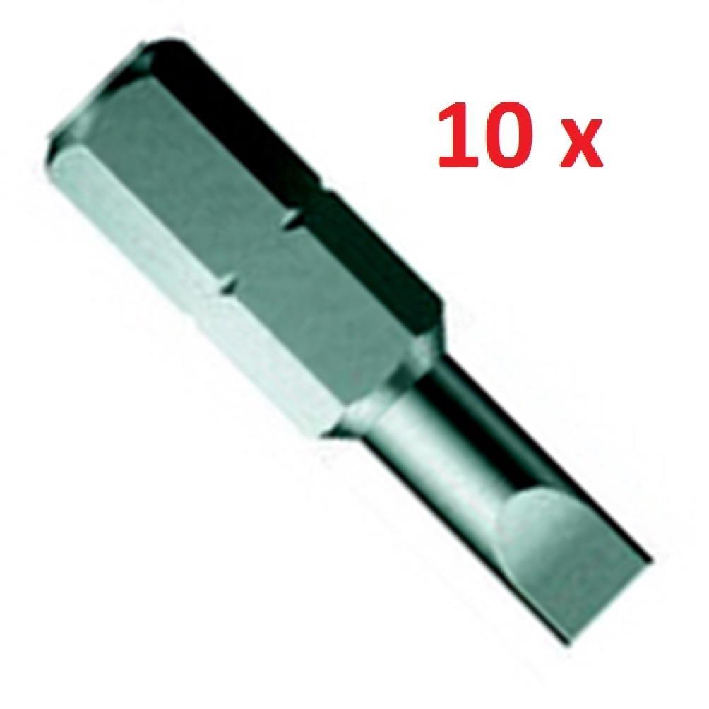 Pack of 10 WERA BIT 800/1 Z 0,8 x 5,5 x 25 mm Hexagon Drive 1/4" Slotted Screws