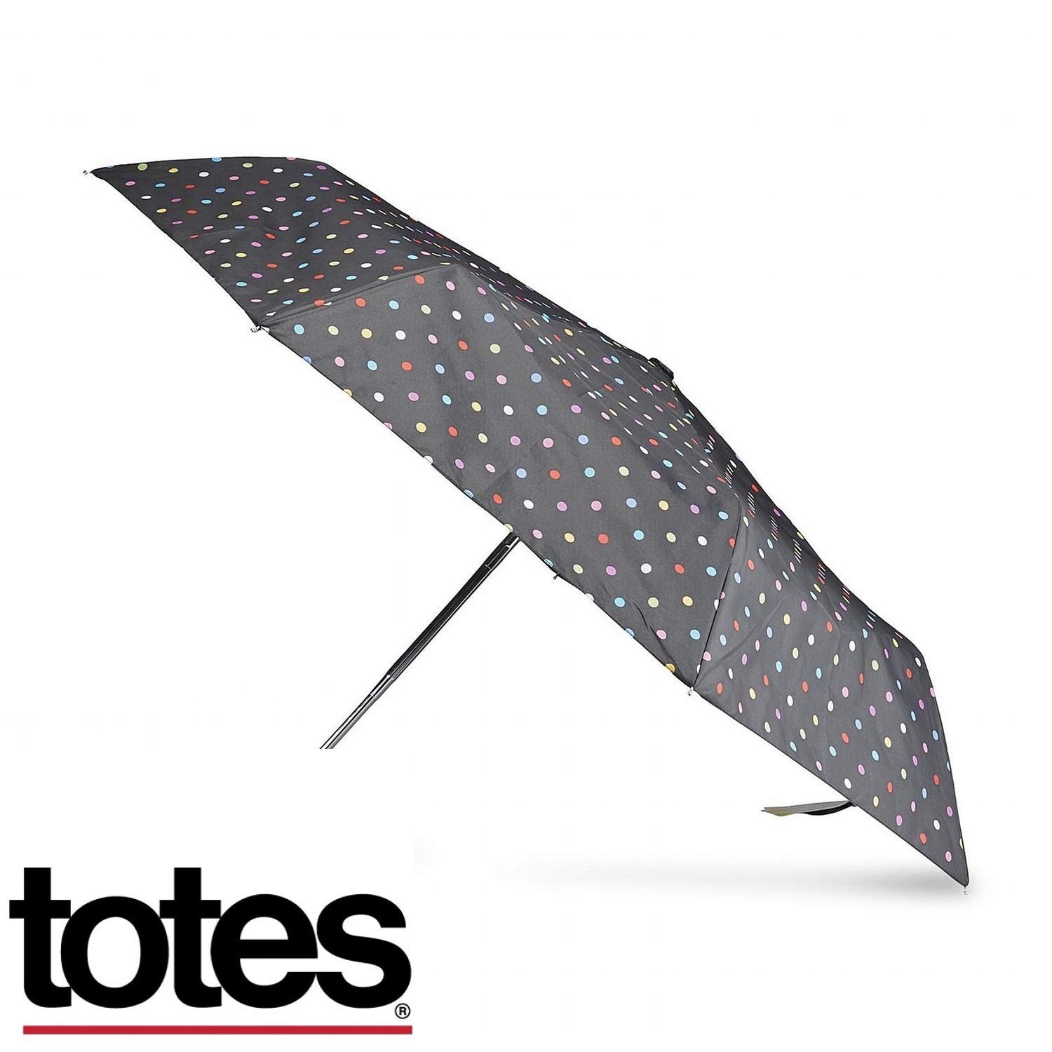 Basic auto open umbrella ~ 42" Coverage ~ Colorful dots on black