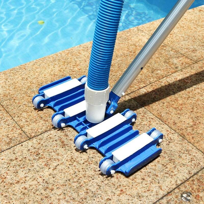 14" Heavy-Duty Flexible Swimming Pool and Spa Vacuum Head with Wheels Brush