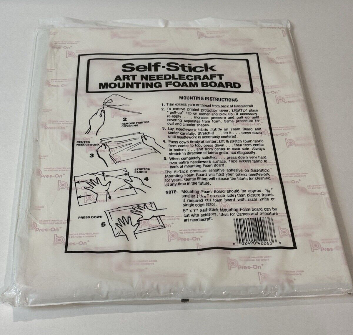 VTG Press-On Self Stick Art Needlecraft Mounting Form 11X14 Hi Tack Crewel NEW