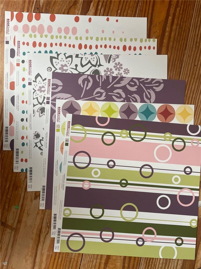 new American Crafts 12 x 12 HEAVY WEIGHT scrapbook paper BOOKSHELF COLLECTION