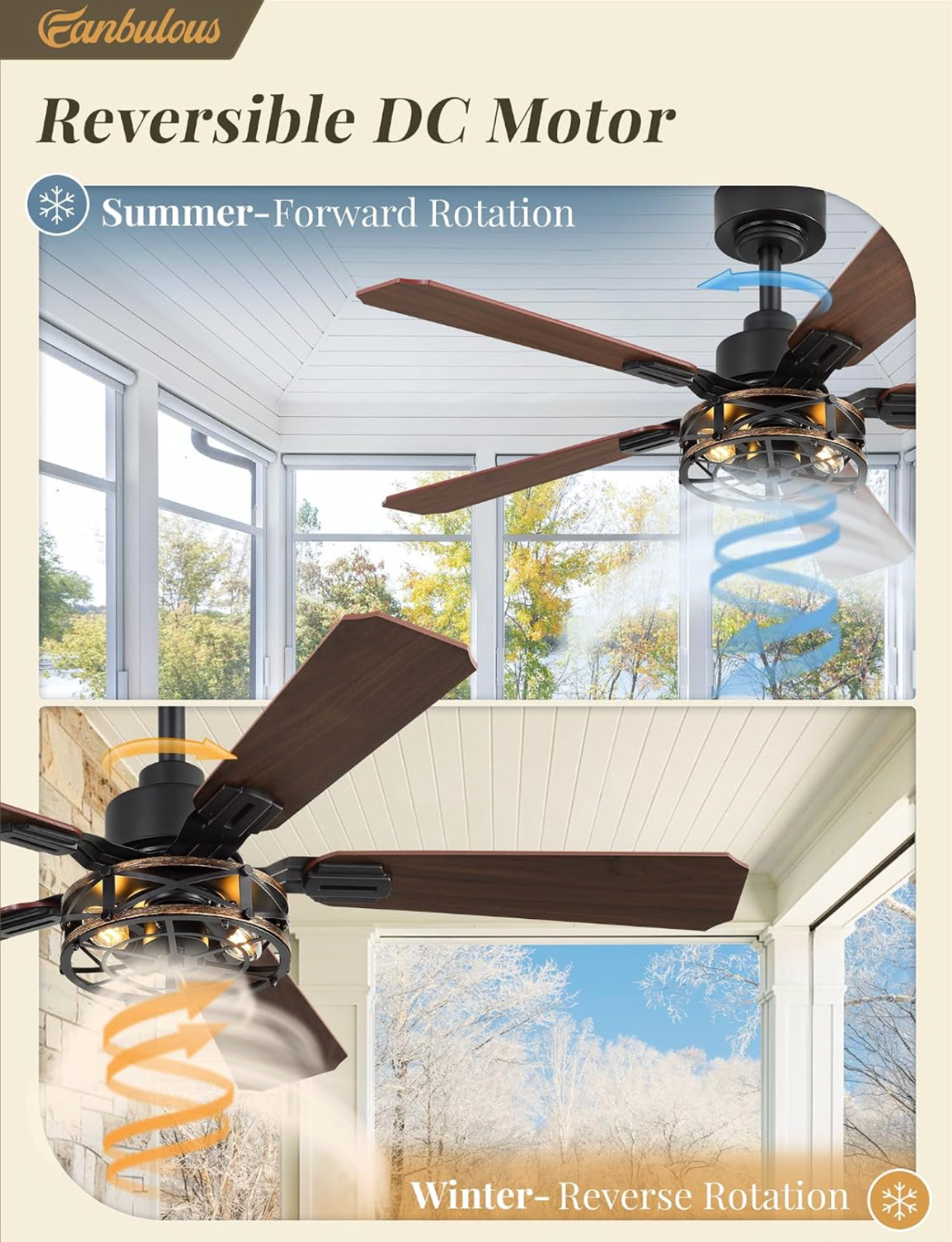 42 Inch Rustic Caged Ceiling Fan with Lights, 2 pack, BRAND NEW!