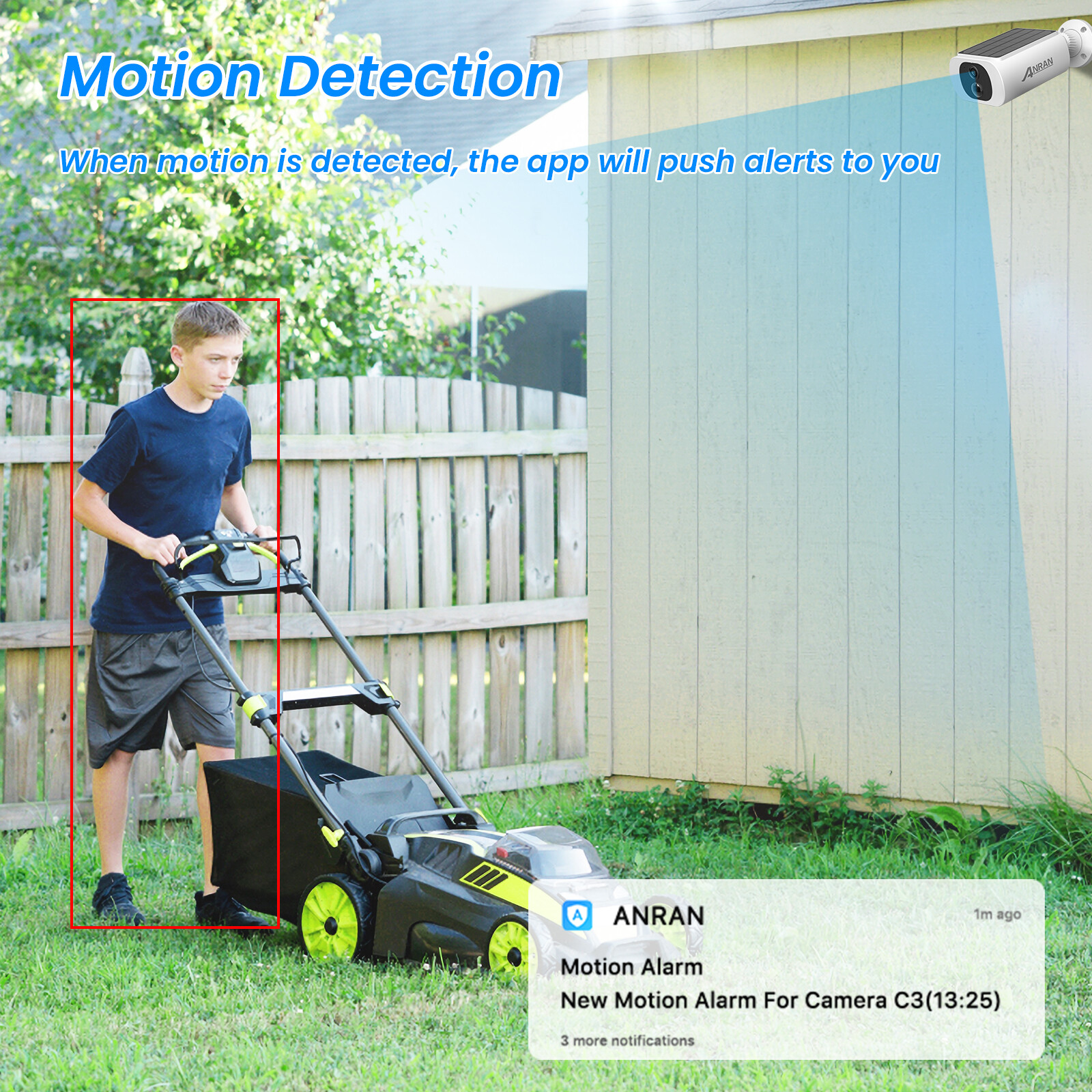 ANRAN 2K Wireless Security Camera System Solar Battery Powered Outdoor Wifi Home