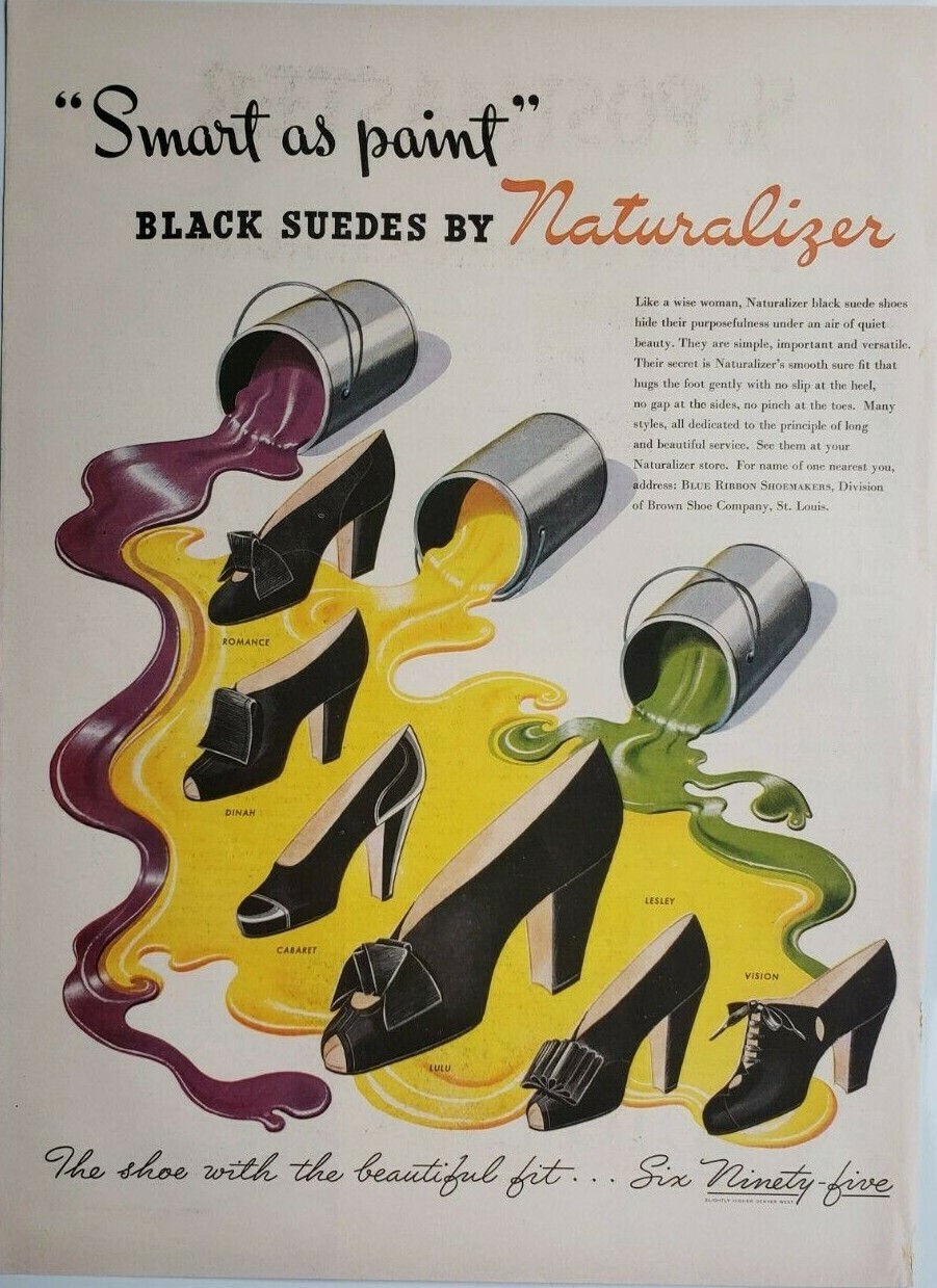 Lot of 2 Vintage 1943 Naturalizer Shoes Print Ad Ephemera Art Decor