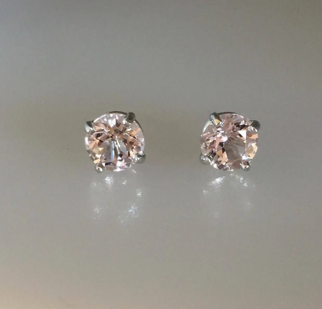 1Ct Lab Created Round-Cut Pink Diamond Stud Earrings 10K White Gold Finish