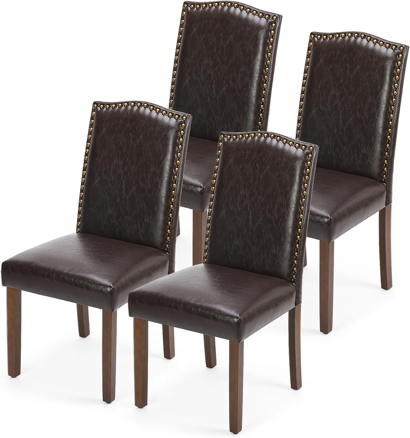 Dining Chairs Set of 4, Modern PU Leather Kitchen Table Chairs with Wooden Legs
