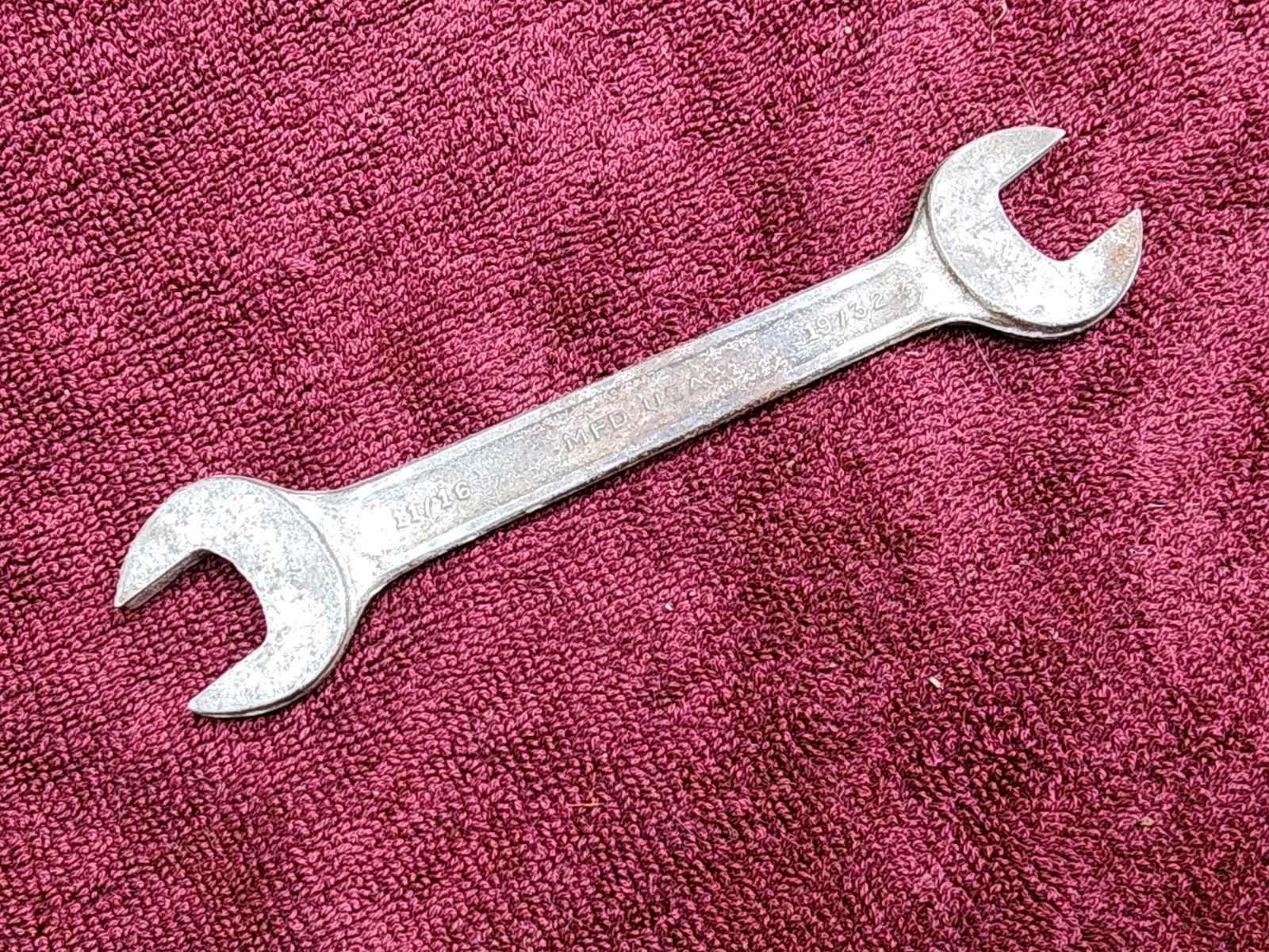 Vintage Unmarked  19/32" x 11/16" Open End Wrench, USA