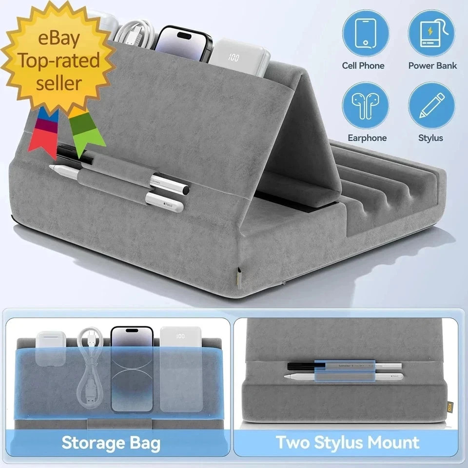 Tablet Pillow Holder, Foldable Ipad Stand for Lap, Bed and Desk Tablet Soft
