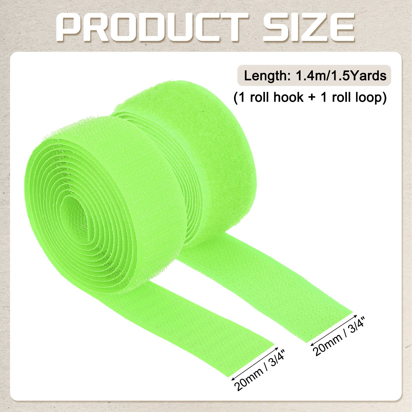 1.5 Yard 3/4 Inch(20mm) Width Sew on Hook and Loop Strips Non-Adhesive, Green