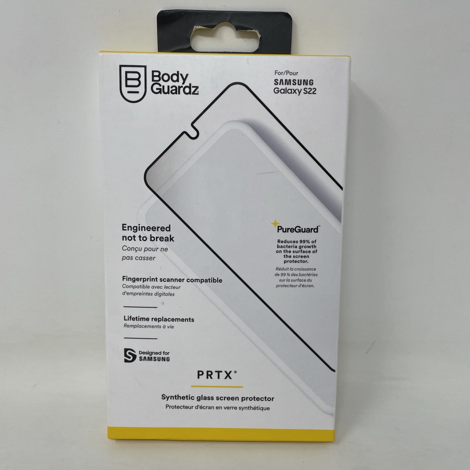 Screen Protector for Samsung Galaxy S22 Tempered Glass BodyGuardz PRTX