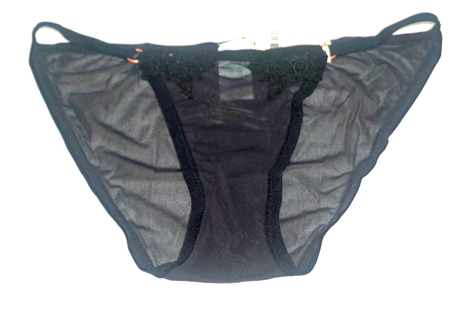 NWT WOMENS AMERICAN EAGLE AERIE BLACK LACE APPLIQUE BIKINI SIZE EXTRA LARGE