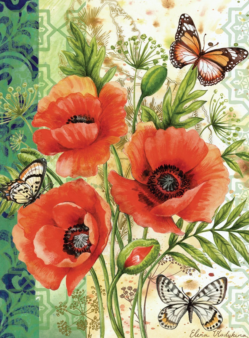 Chart Needlework Embroidery DIY Counted Cross Stitch Pattern - Garden Poppies