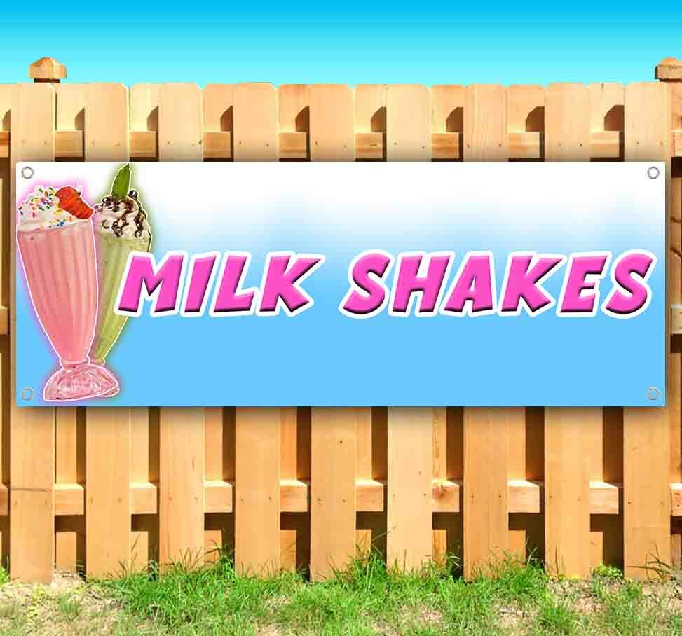 MILK SHAKES Advertising Vinyl Banner Flag Sign Many Sizes CARNIVAL FAIR FOOD
