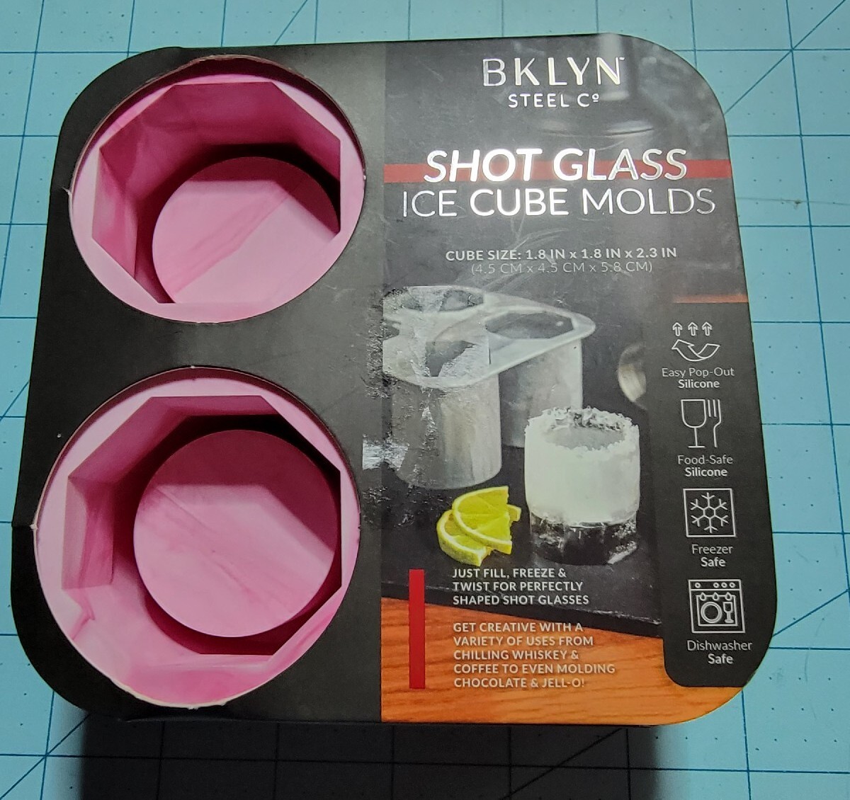 BKLYN Brand: Pink & White Silicone Shot Glass Ice Cube Molds, New, Free Shipping
