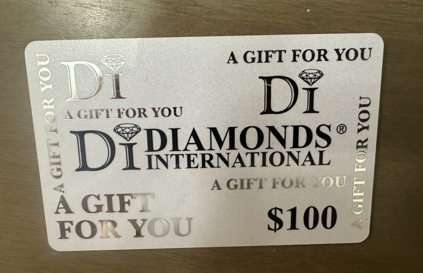 $100 DIAMONDS INTERNATIONAL Gift Card Expires 12/31/2029 FREE SHIPPING
