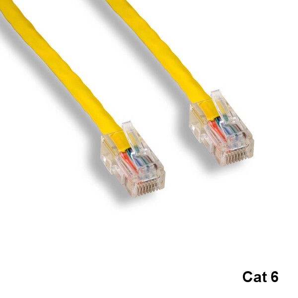 KNTK Yellow 10' Cat6 UTP Ethernet Cord 24AWG 550MHz RJ45 Network Non-Booted Type
