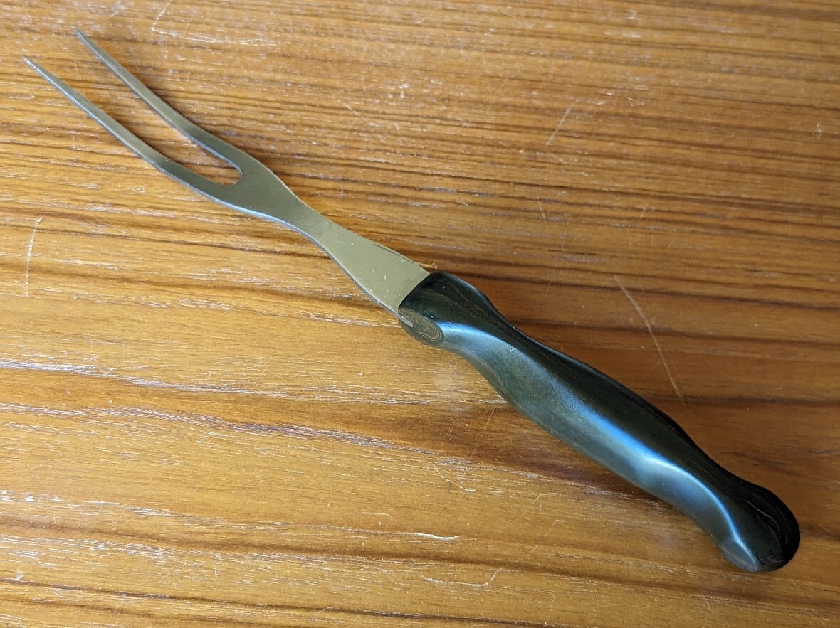 Cutco No. 1027 Serving Fork Orange/Brown Swirl Handle Free Shipping