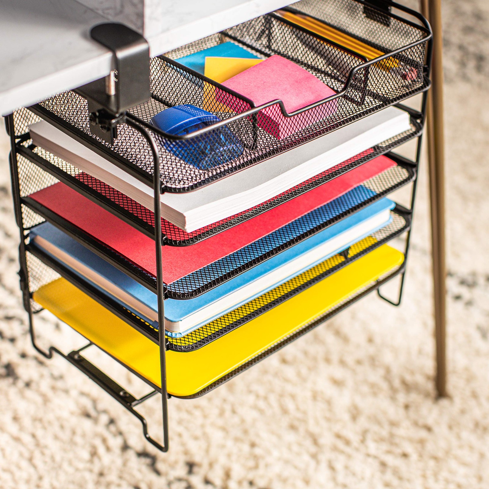 Desktop Organizer That Attaches Underneath a Desk