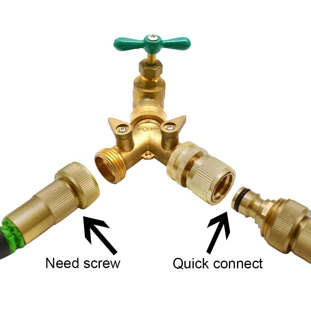 Garden Hose Quick Connect Solid Brass Connector 3/4 GHT 2 Sets Hose Fitting