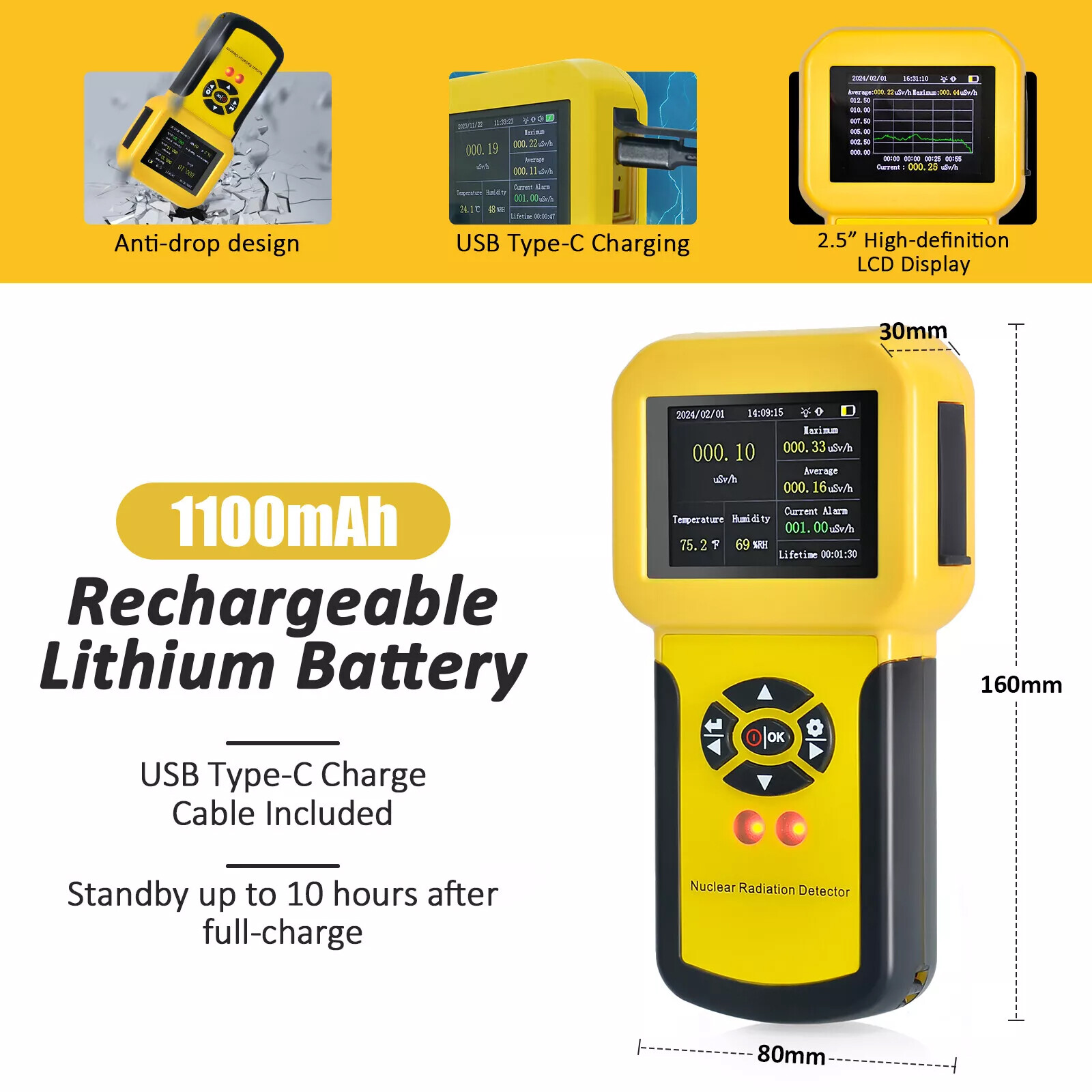 Gamma Ray Detector HP-886A Nuclear Contamination Detection Of Seafood US