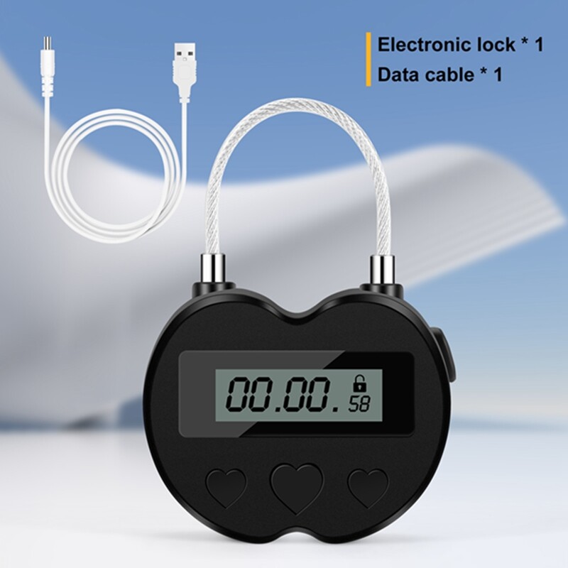 2X Black Time Locks LCD Display Time Lock Multifunction Travel Electronic Timer