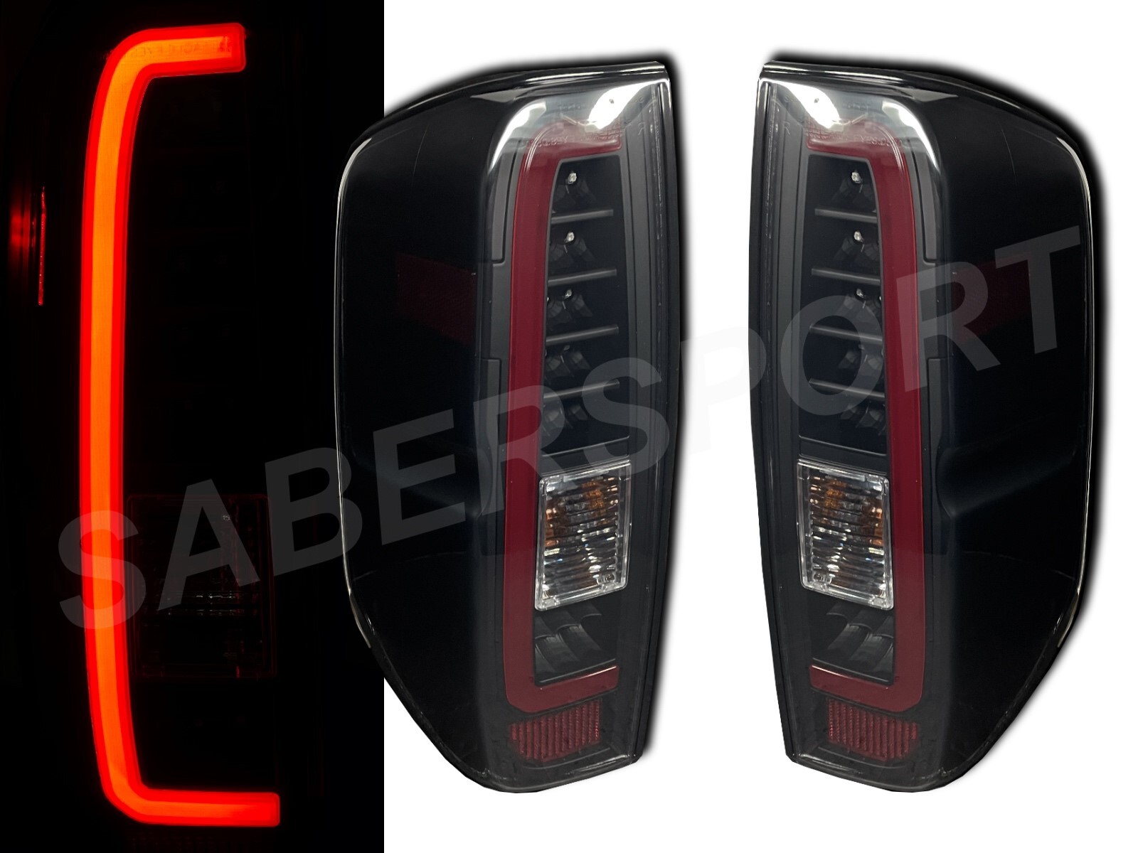 Set of Pair Black Smoke LED C-Bar Taillights for 2005-2019 Nissan Frontier