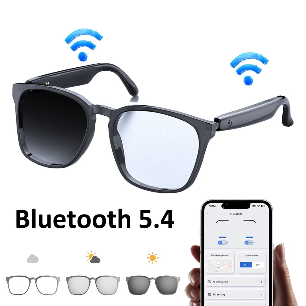 AI Smart Glasses Bluetooth Call Music Voice Assistant AI Translate Travel Sports