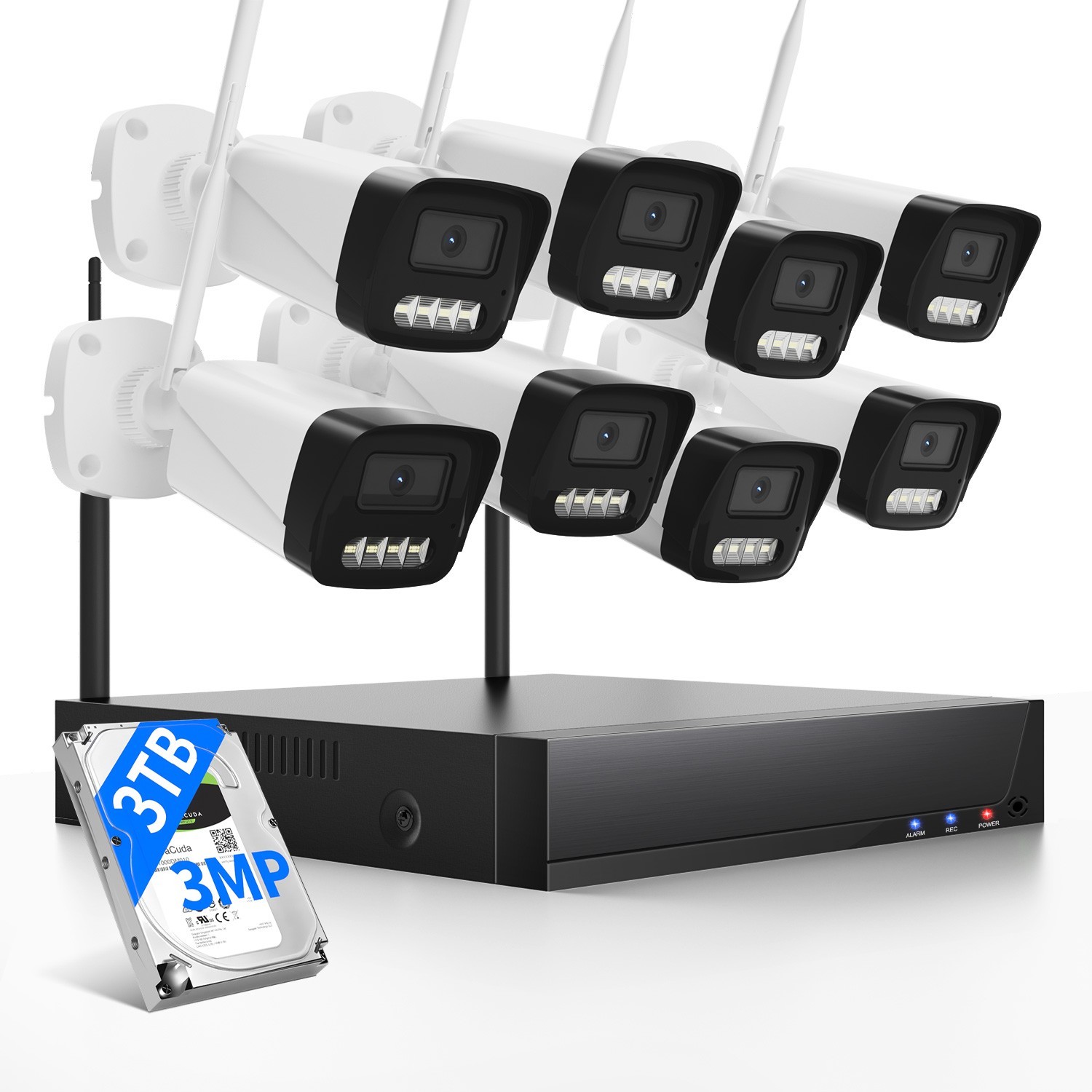 Wireless 10CH NVR 3MP WIFI Security Camera System 2 Way Audio AI Detection