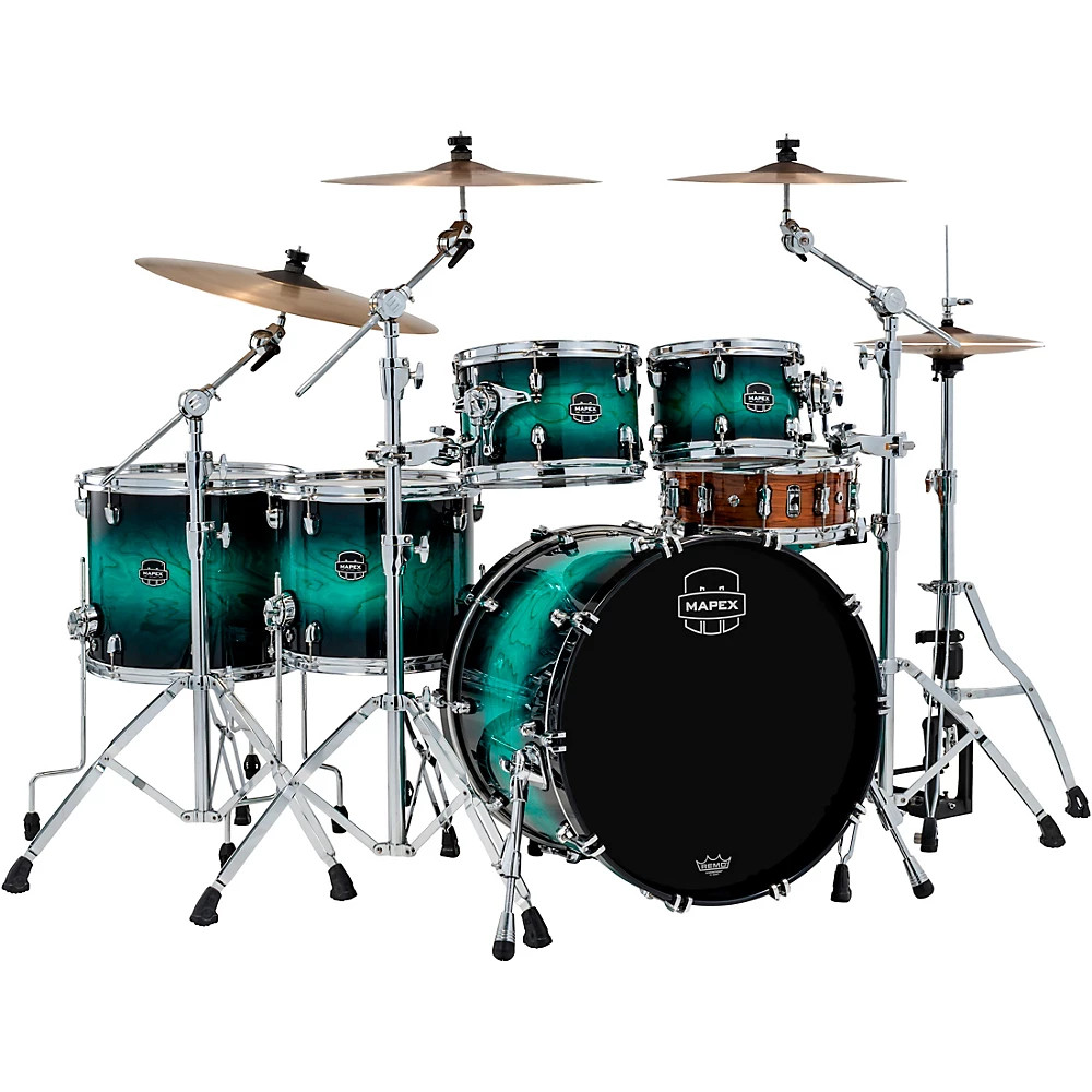 Mapex Saturn VI Studioease 5-Piece Shell Pack w/22" Bass Drum Marine Teal Burst