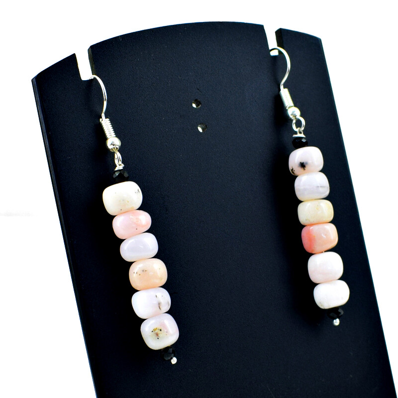35.00 Cts Earth Mined Pink Australian Opal Round Shape Beads Earrings NK 106E93