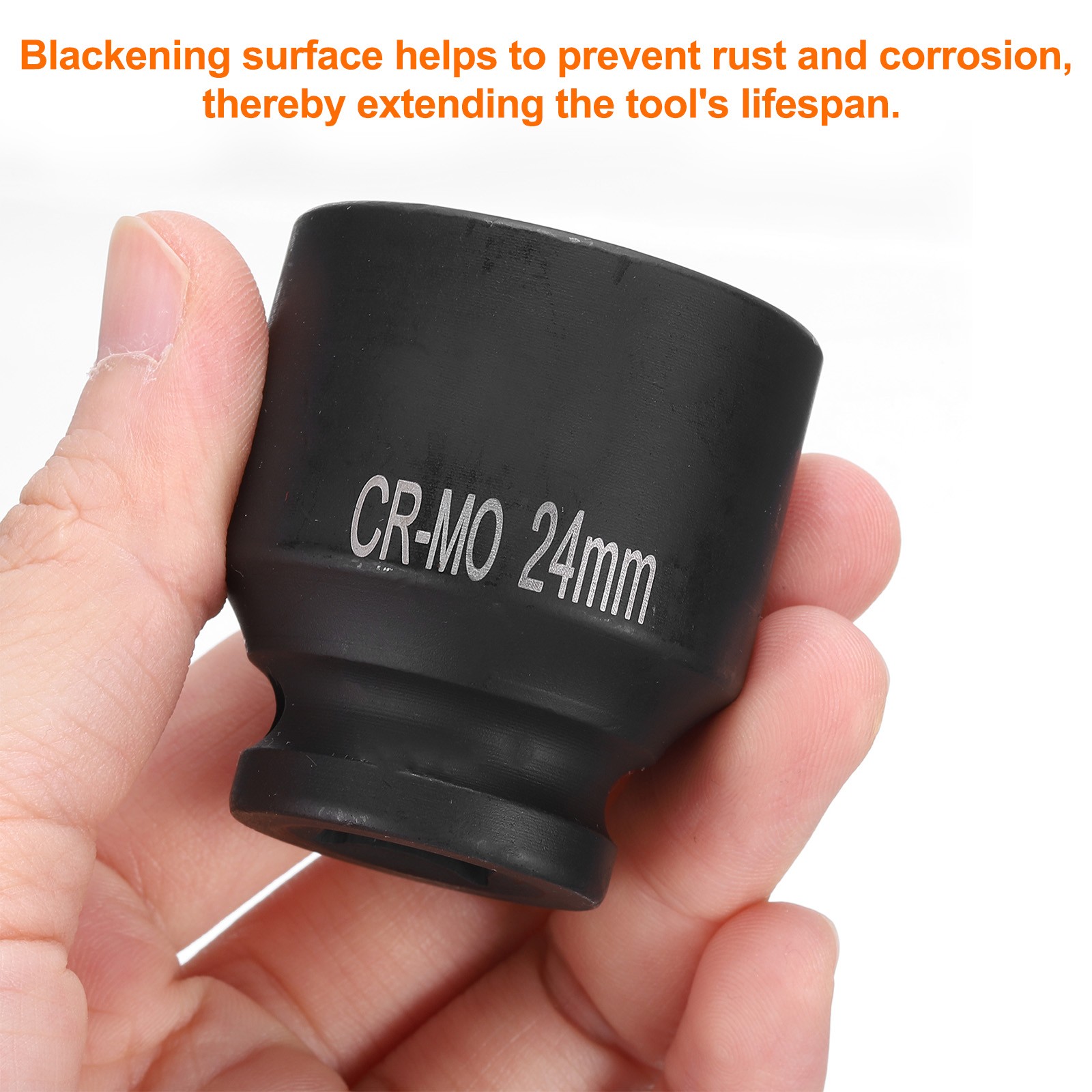 4 Point Square Socket 1/2" Drive 24mm Metric CR-MO Square Impact Wheel Socket
